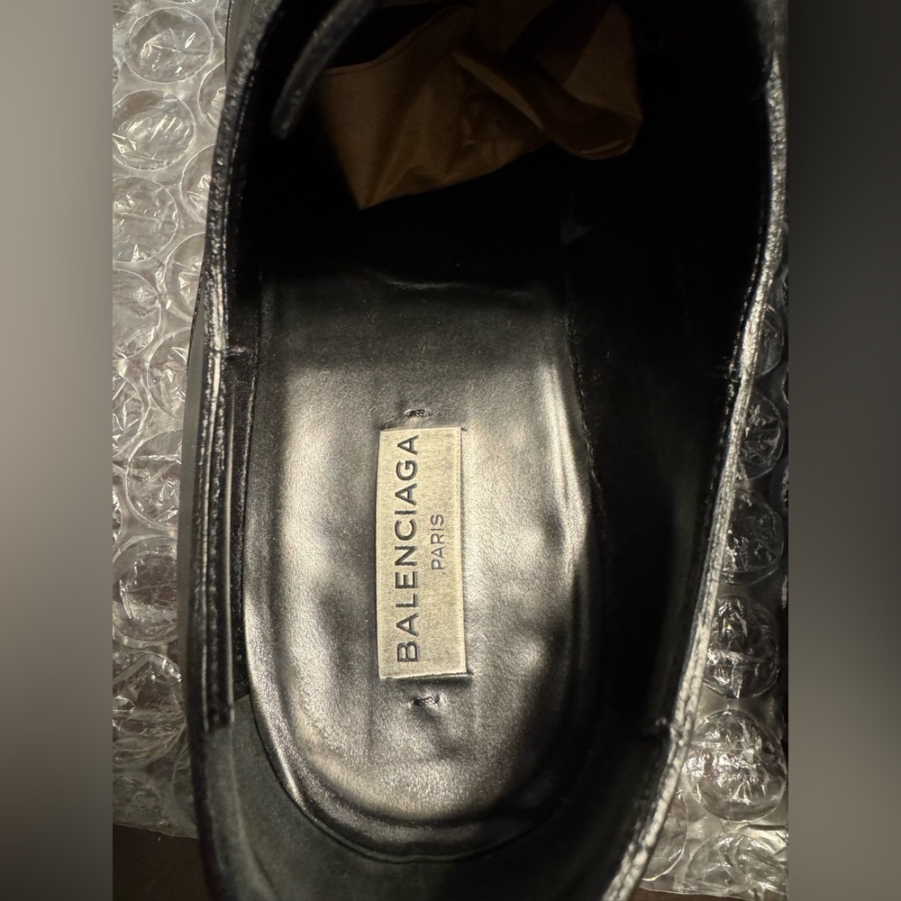 Authentic Balenciaga Black Leather Lace Up Dress Shoes Size 45 / US 12 - Picture 14 of 16